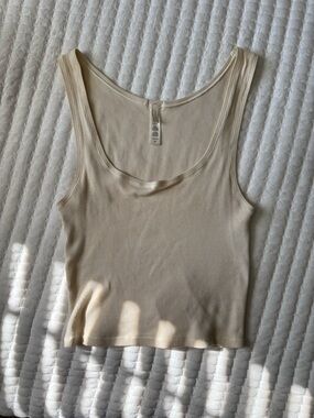 SKIMS Ribbed Scoop Neck Tank Top in Light Beige